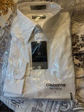 NWT Claiborne White Men's Dress Shirt - Spread Collar size 161/2 x 34/35